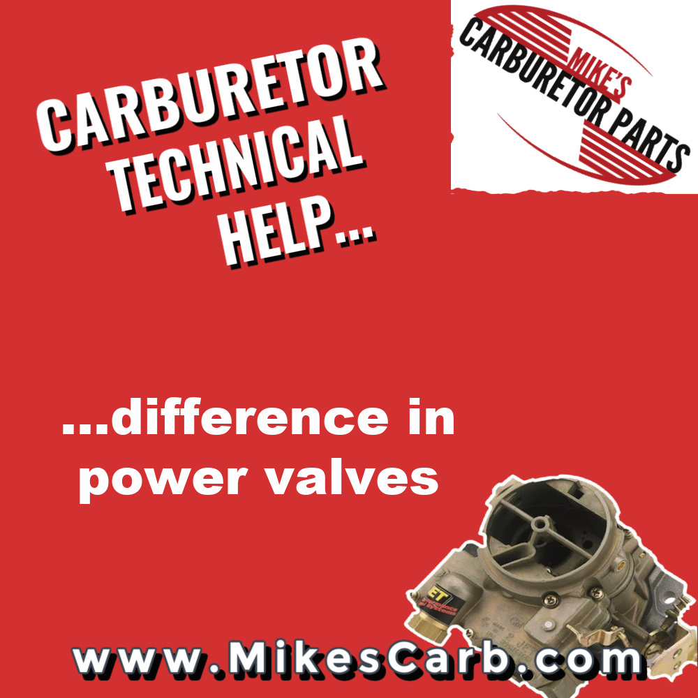 Carburetor technical help: difference in the power valves for Motorcraft/Autolite carburetors